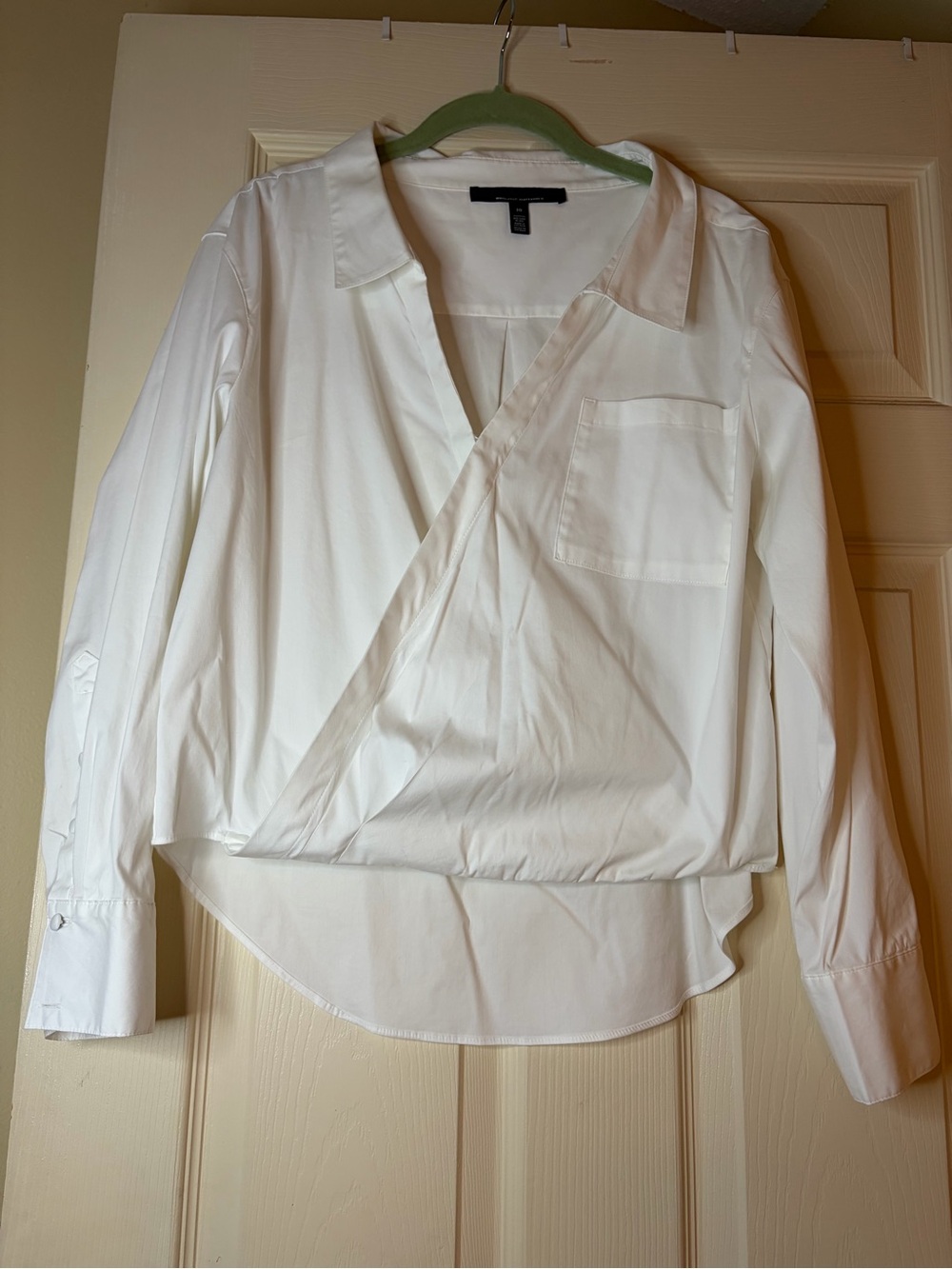 White House Black Market White Button-Front Blouse with Black Label